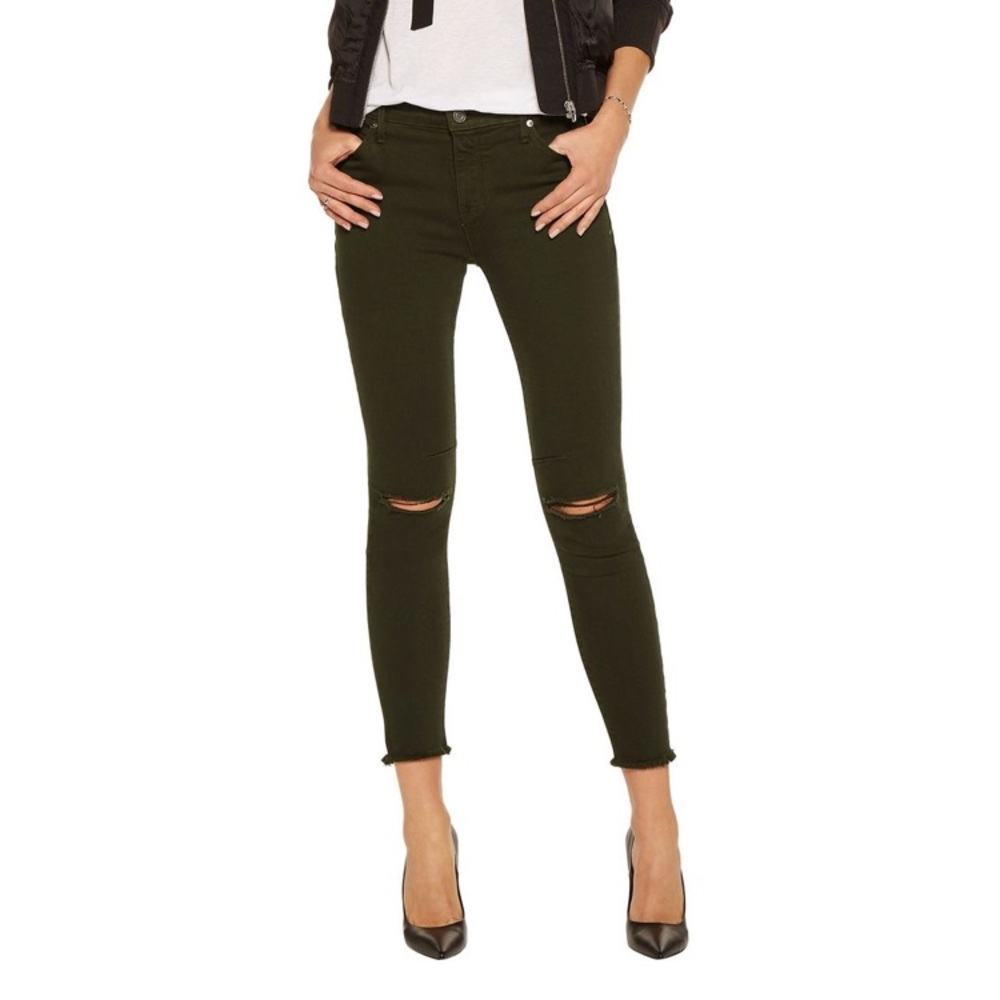 RTA Prince low-rise distresses skinny jeans green